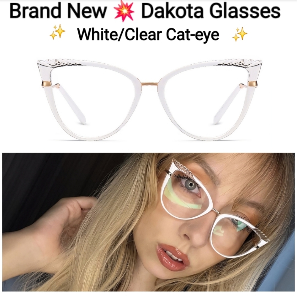 Dakota White/Clear Cat-eye Glasses